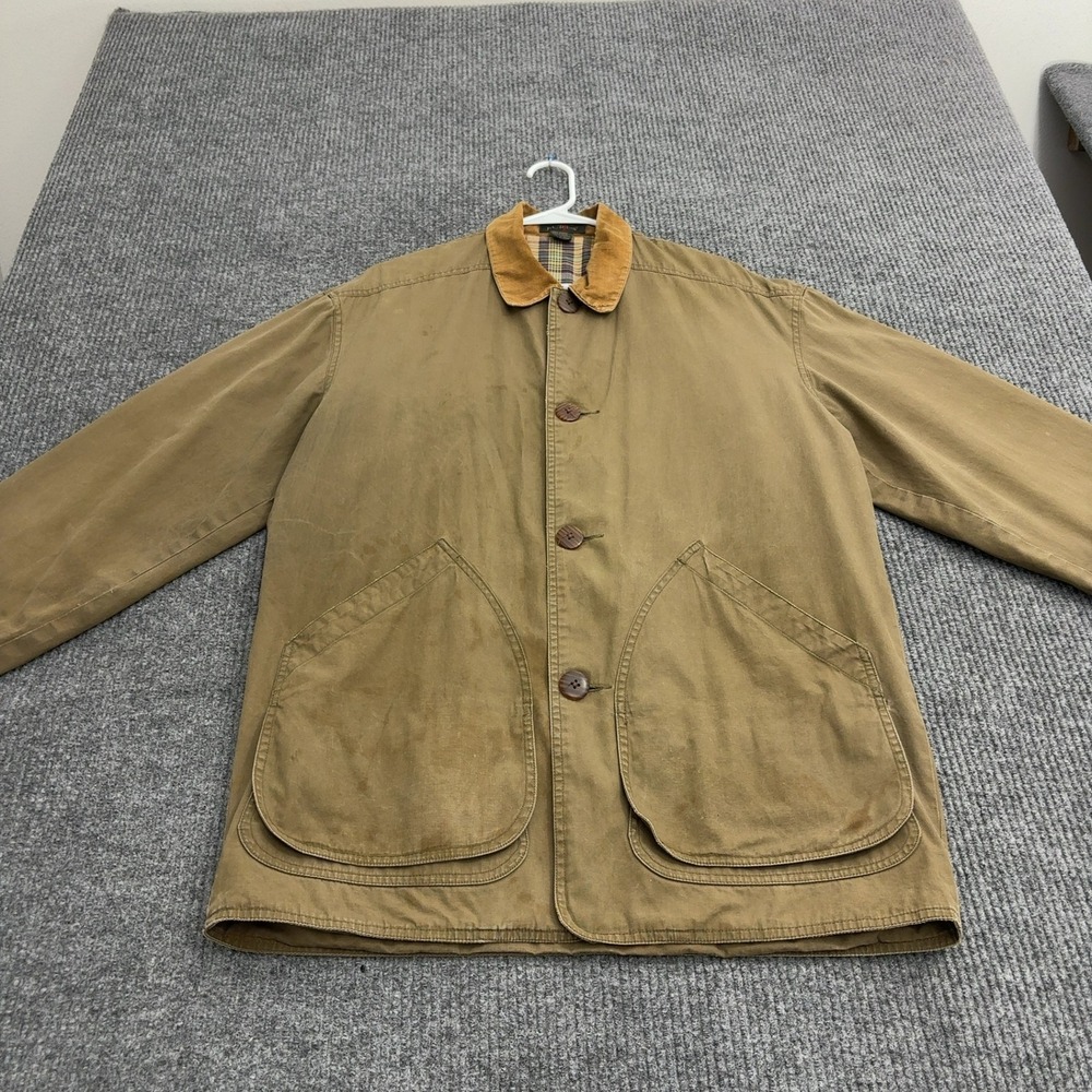 Vintage J Crew Barn Jacket Mens XL Brown Cotton Corduroy Collar Chore Field Coat